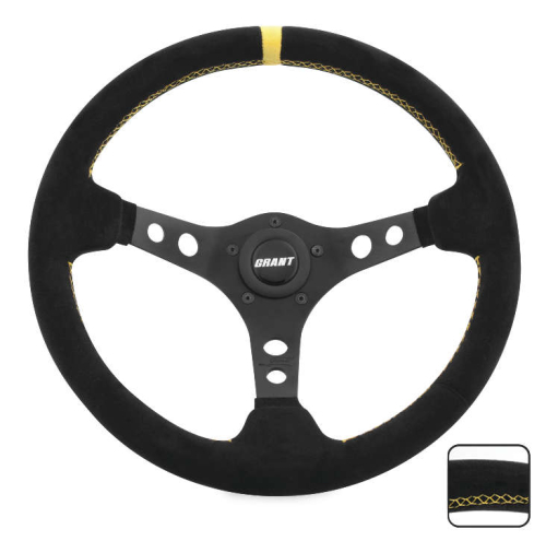 Grant - Grant 694 Suede Series Steering Wheel - Black/Yellow - 697
