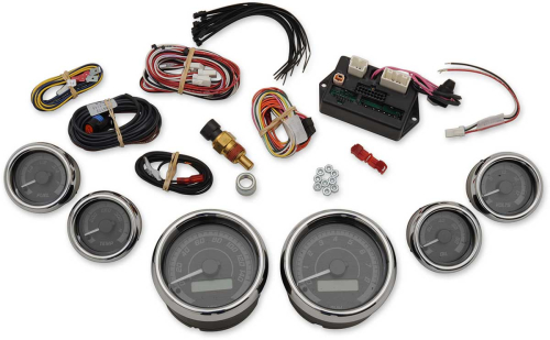 Dakota Digital - Dakota Digital MVX-8K Analog/Digital Plug-In Instrumentation Six-Gauge Kit - Black/Gray Background - Chrome Bezel - MVX-8600-KG-C