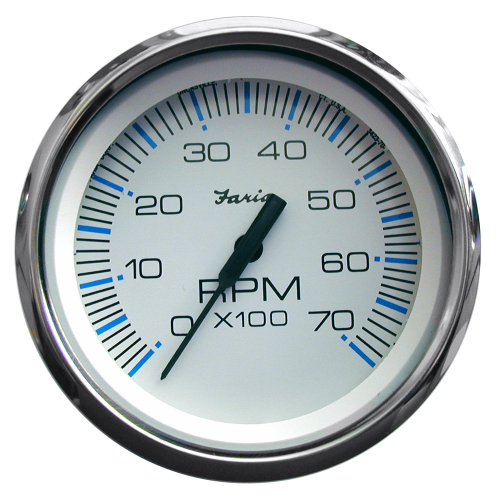 Faria Beede Instruments - Faria Chesapeake White SS 4" Tachometer - 7000 RPM (Gas) (All Outboards)