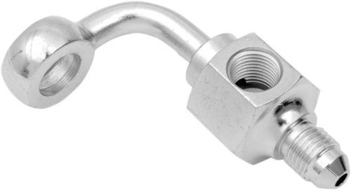 Drag Specialties - Drag Specialties 3/8in. Banjo x AN-3 Male 90deg. Short Brake Fitting with Brake Light Switch Mount - 304