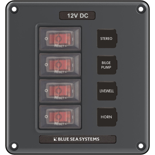 Blue Sea Systems - Blue Sea 4320 Circuit Breaker Switch Panel 4 Position - Gray
