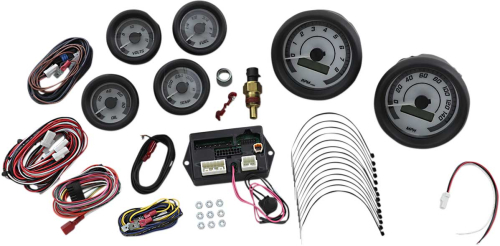 Dakota Digital - Dakota Digital MVX-8K Analog/Digital Plug-In Instrumentation Six-Gauge Kit - White/Gray Background - Black Bezel - MVX-8600-WG-K