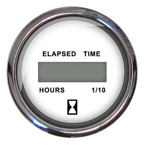 Faria Beede Instruments - Faria Chesapeake White SS 2" Digital Hourmeter - (10,000 Hours)
