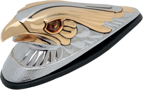 Drag Specialties - Drag Specialties Eagle Head Front Fender Ornament with Gold Eagle Head and Amber Lighted Eyes - DS-287552