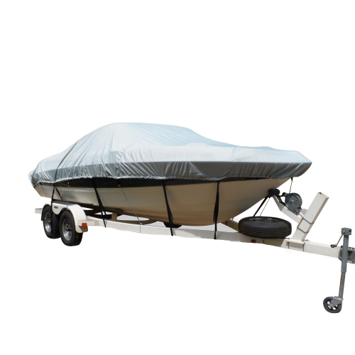Carver by Covercraft - Carver Flex-Fit&trade; PRO Polyester Size 1 Boat Cover f/V-Hull Fishing Boats &amp; Jon Boats - Grey