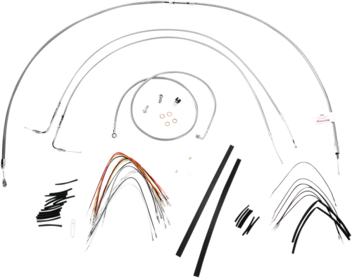 Burly Brand - Burly Brand Extended Cable/Brake Line Kit for 16in. Gorilla Handlebars - Stainless Steel - B30-1054