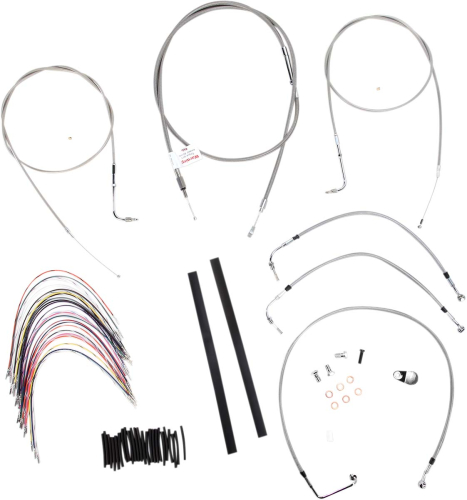 Burly Brand - Burly Brand Extended Cable/Brake Line Kit for 16in. Gorilla Handlebars - Stainless Steel - B30-1077
