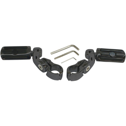 Rivco Products - Rivco Products Highway Pegs with 2-1/2in. Mounting Arms - Black with Ribbed Pegs - MV115MB