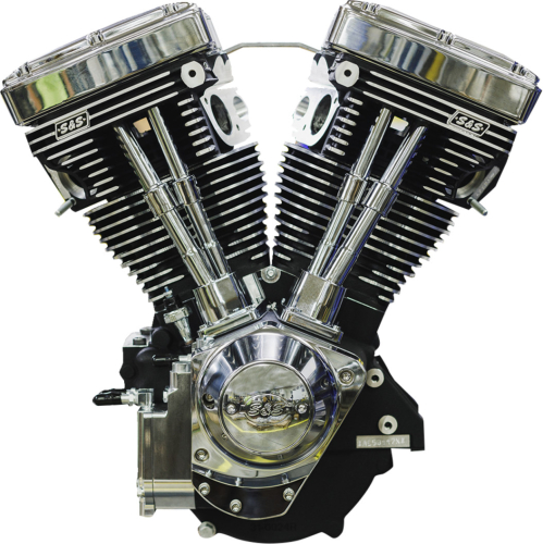 S&S Cycle - S&S Cycle V124 Long Block Engine - Chrome/Wrinkle Black - 310-1159