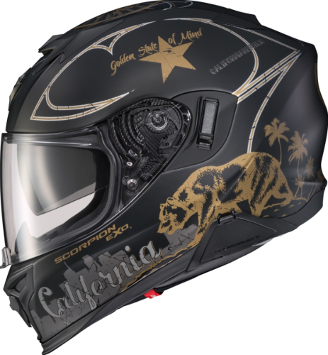 Scorpion - Scorpion EXO-T520 Golden State Helmet - T52-3108 - Matte Black - 3XL