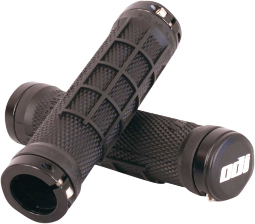 ODI - ODI ATV Ruffian Half Waffle Lock-On Grips - Black - Black Clamp - J32RFB-B