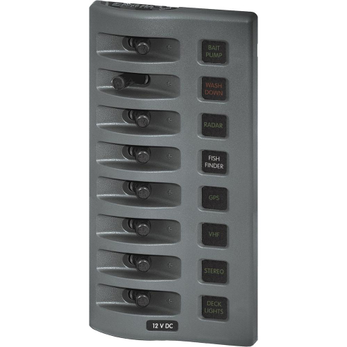 Blue Sea Systems - Blue Sea 4308 WeatherDeck Water Resistant Fuse Panel - 8 Position - Grey