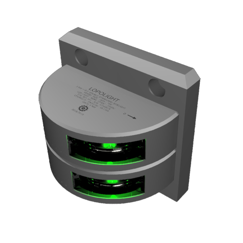Lopolight - Lopolight Double Green Starboard SideLight - 3nm - Silver Housing - Vertical Mount
