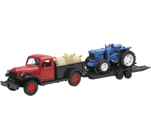 New Ray Toys - New Ray Toys 1:32 Die Cast Truck with Farm Tractor - 1946 Dodge Power Wagon with Farm Tractor - SS-54296B