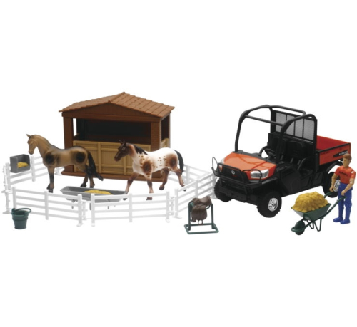 New Ray Toys - New Ray Toys Kubota Playset - Kubota RTV X1120D with Horse Set - SS-33343