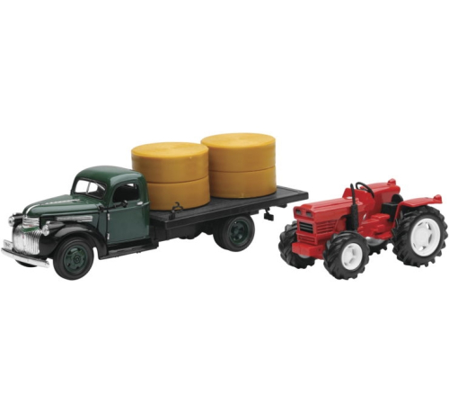 New Ray Toys - New Ray Toys 1:32 Die Cast Truck with Farm Tractor - 1941 Chevy Flatbed with Farm Tractor - SS-54296A