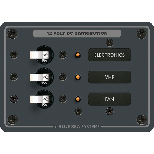 Blue Sea Systems - Blue Sea 8025 DC 3 Position Breaker Panel - White Switches