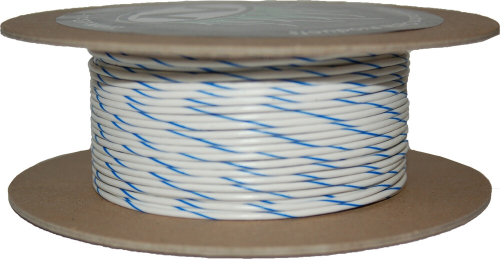 Namz - Namz 100-Foot OEM Color Wire Spool - 20 Gauge - White/Blue Stripe - NWR-96-100-20