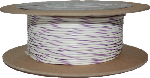 Namz - Namz 100-Foot OEM Color Wire Spool - 20 Gauge - White/Violet Stripe - NWR-97-100-20