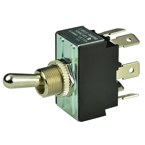 BEP Marine - BEP DPDT Chrome Plated Toggle Switch - ON/OFF/(ON)