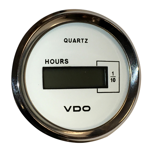 VDO - VDO Cockpit Marine 52mm (2-1/16") LCD Hourmeter - White Dial/Chrome Bezel
