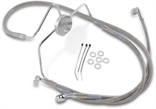 Drag Specialties - Drag Specialties Extended Stainless Steel Front Brake Line Kit - Clear Coated - 16in./34in. - 644410-4