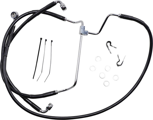 Drag Specialties - Drag Specialties Extended Stainless Steel Front Brake Line Kit - Black Vinyl Coated - 17-1/4in, 21-1/2in, 32-1/4in. - 1741-3978