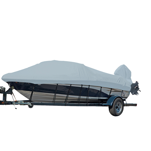 Carver by Covercraft - Carver Performance Poly-Guard Styled-to-Fit Boat Cover f/18.5&#39; V-Hull Runabout Boats w/Windshield &amp; Hand/Bow Rails - Grey