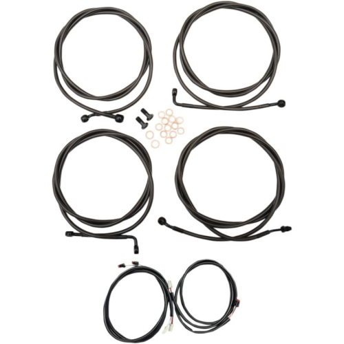 LA Choppers - LA Choppers Complete Handlebar Cable/Brake & Clutch Line/Wire Kit - Midnight Braided - LA-8054KT3-08M