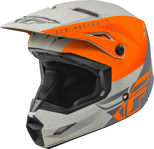 Fly Racing - Fly Racing Kinetic Straight Edge Youth Helmet - 73-8638YL - Matte Orange/Gray - Large