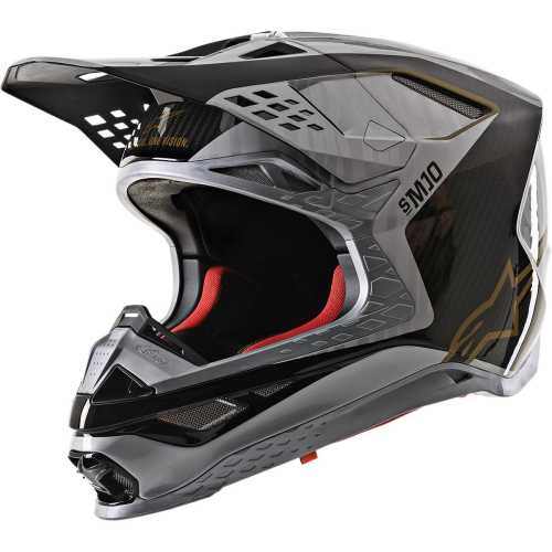 Alpinestars - Alpinestars Supertech M10 Alloy Helmet - 8301720-1909-LG - Silver/Black Carbon/Gold Matte Glossy - Large