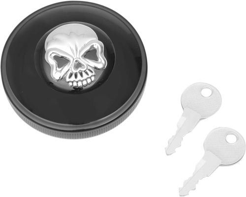 Drag Specialties - Drag Specialties Screw-In Locking Skull Gas Cap - Vented - Black - 0703-0690