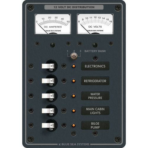 Blue Sea Systems - Blue Sea 8081 DC 5 Position Toggle Branch Circuit Breaker Panel - White Switches