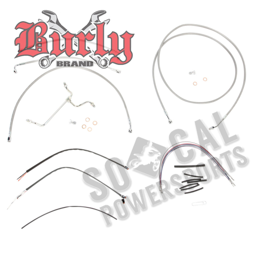 Burly Brand - Burly Brand Extended Cable/Brake Line Kit for 15in. Ape Handlebars - Stainless Steel - B30-1118