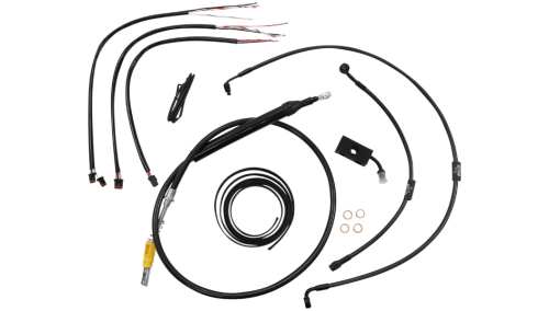 LA Choppers - LA Choppers Complete Handlebar Cable/Brake & Clutch Line/Wire Kit - Midnight Braided - LA-8155KT2-16M