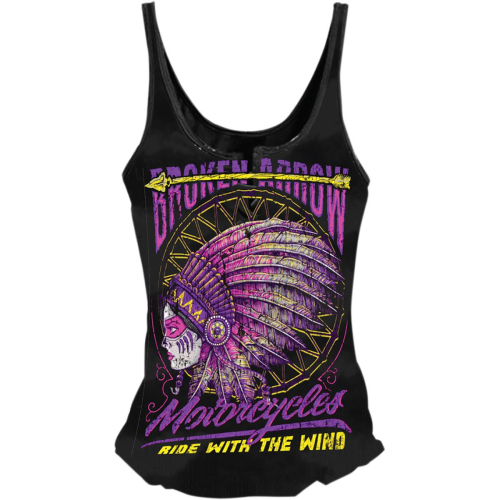 Lethal Threat - Lethal Threat Broken Arrow Womens Lace Up Tank Top - LA20605-1X - Black - 1XL