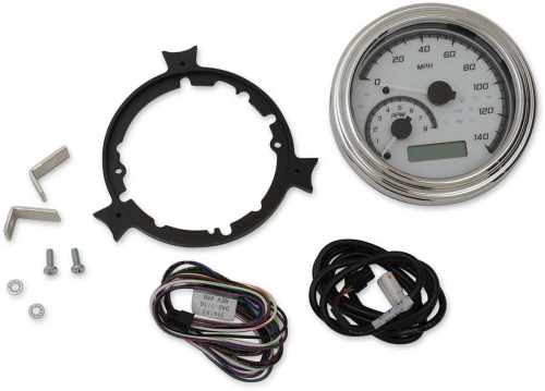 Dakota Digital - Dakota Digital MVX Series Fatbob Analog/Digital Gauge System - White/Gray Chrome - MVX-2004-WG-C