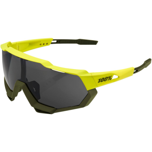 100% - 100% Speedtrap Sunglasses - 61023-004-61 - Neon Yellow/Olive / Black Mirror Lens - OSFM