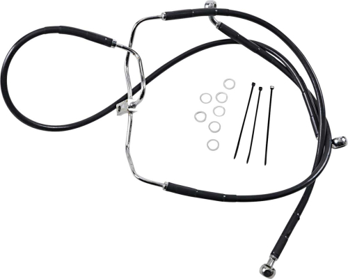 Drag Specialties - Drag Specialties Extended Stainless Steel Front Brake Line Kit - Black Vinyl Coated - 18 1/4in./26 5/8in. - 660325-8BLK