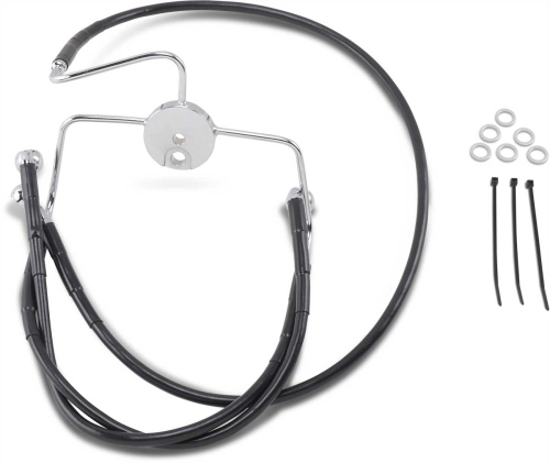 Drag Specialties - Drag Specialties Extended Stainless Steel Front Brake Line Kit - Black Vinyl Coated - 16in./38in. - 644410-8BLK