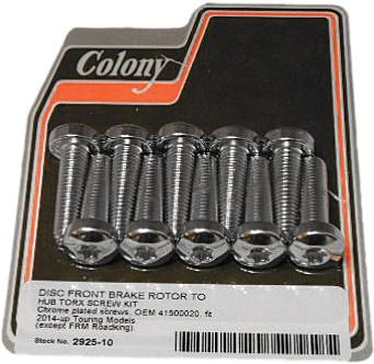 Colony - Colony Front Rotor Screw Kit - 8mm x 1.25 x 30mm Torx - Chrome Plated - 2925-10
