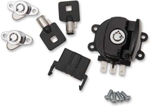 Drag Specialties - Drag Specialties Side Hinge Ignition Switch and Saddlebag Lock Kit - Gloss Black - 2106-0408