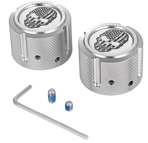 Figurati Designs - Figurati Designs Front Axle Nut Cover - Stainless Steel with Contrast Cut Skull - FD27-FAC-SS