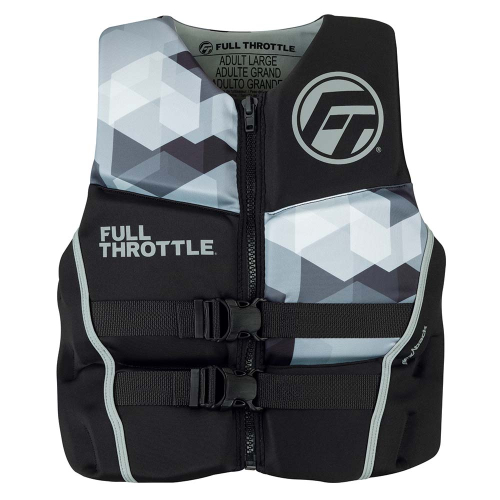 Full Throttle - Full Throttle Men&#39;s Rapid-Dry Flex-Back Life Jacket - L - Black/Grey