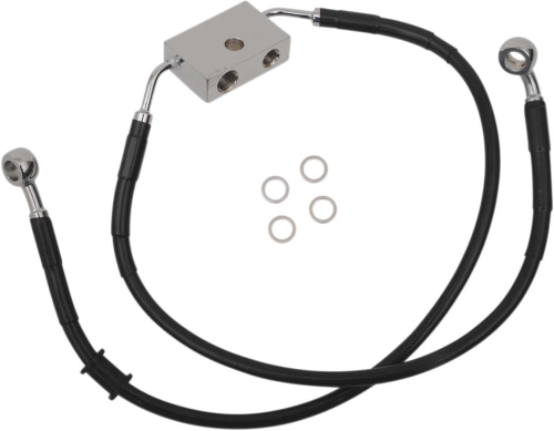 Drag Specialties - Drag Specialties Extended Length Stainless Steel Front Brake Line Kit - +2in. - Black Vinyl - 1741-5289