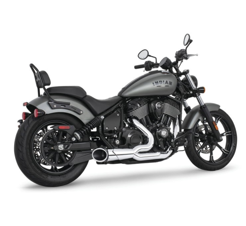 Freedom Performance - Freedom Performance Combat 2-into-1 Shorty Exhaust System for Chief - Chrome/Sculpted Black Tip - IN00400