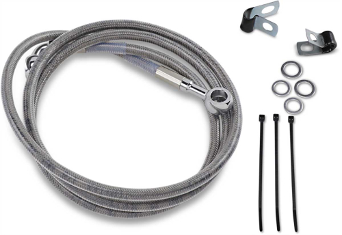 Drag Specialties - Drag Specialties Extended Stainless Steel Front Brake Line Kit - Clear Coated - 54 7/8in. - 640115-8