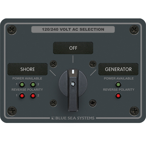 Blue Sea Systems - Blue Sea 8386 AC Rotary Switch Panel 30 Ampere 2 Positon + OFF, 4 Pole