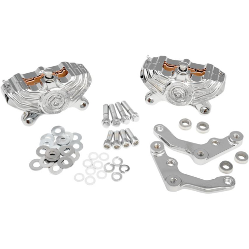Performance Machine - Performance Machine Dual Disc Front Calipers with Brackets for 11.8in. Rotor - Chrome - 0052-4008-CH