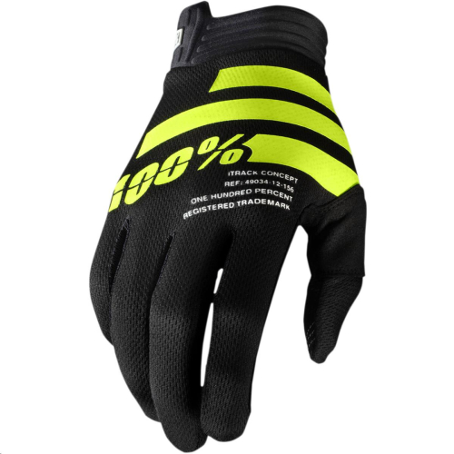 100% - 100% I-Track Gloves - 10015-324-10 - Black/Fluorescent Yellow - Small